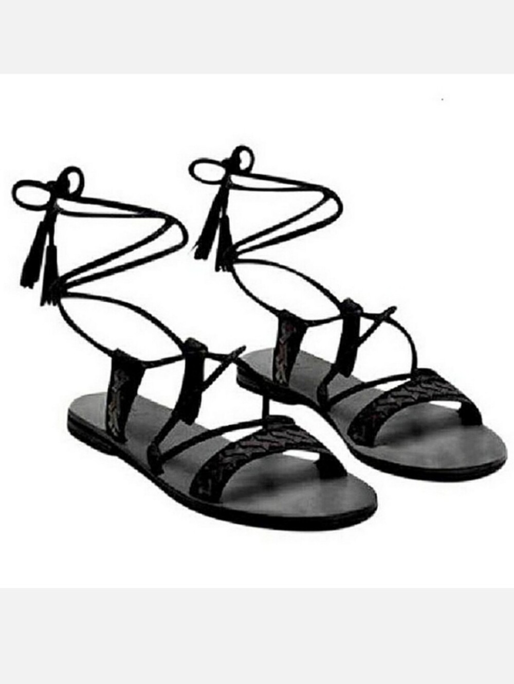 Frye Ruth Whip Stitch Black Suede Sandals Size 8.5